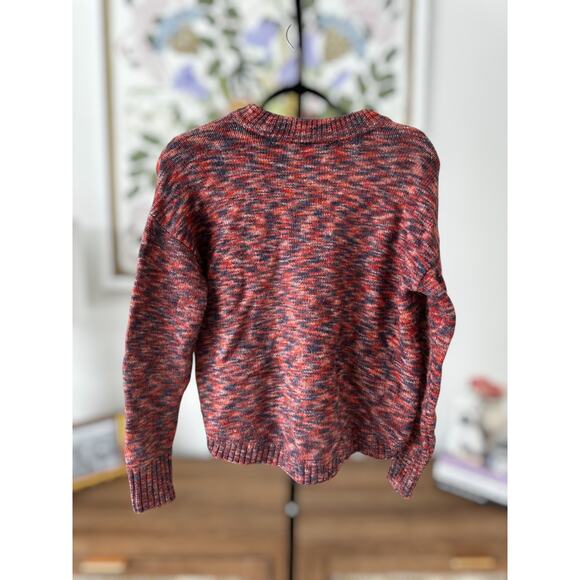 Madewell Space-Dyed Birchmont Side-Button Pullover Sweater Spacedye Sangria XS - Picture 2 of 11